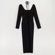 Sukienki - Sinsay - Sukienka midi z rozcięciem - Czarny - miniaturka - grafika 1