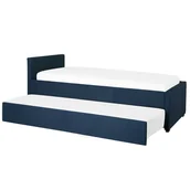 Łóżka - Beliani Łóżko wysuwane tapicerowane 80 x 200 cm niebieskie MARMANDE - miniaturka - grafika 1