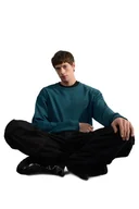 Bluzy męskie - TRENDYOL MAN MĘSKA BLUZA Z OKRĄGŁYM DEKOLTEM W KOLORZE NIEBIESKIM L 5DA - miniaturka - grafika 1