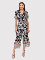 Kombinezony - Czarno kremowy kombinezon z dekoltem w szpic PA600 BLACKCREAM - miniaturka - grafika 1