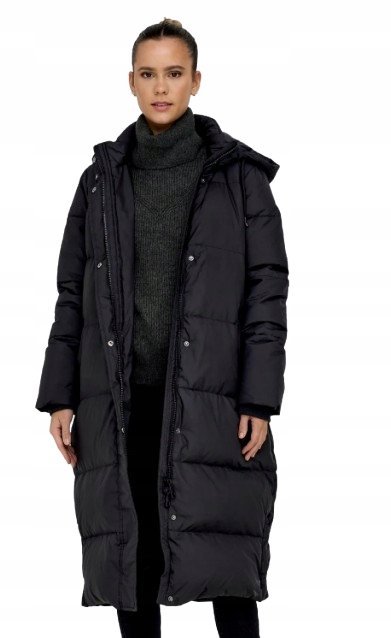 ONLY PŁASZCZ DAMSKI PUCHOWY CZARNY Z KAPTUREM M JPA