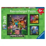 Puzzle - Ravensburger Puzzle Minecraft Układanka Zestaw Układanek 3x49 Elementów 5+ - miniaturka - grafika 1