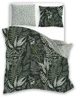 Pościel - Faro Pościel satynowa 160x200 Elegant 027 zielona ciemna szara liście dwustronna S 23 - miniaturka - grafika 1