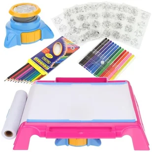 Stolik Podświetlany Zestaw do Rysowania Tablica Projektor Rzutnik Wzory - Różowy - Zabawki kreatywne - miniaturka - grafika 1