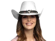 Dodatki do strojów karnawałowych - Kapelusz kowbojski Django biały - 1 szt. - miniaturka - grafika 1