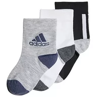 Skarpetki damskie - adidas, Kids Socks 3Pp, skarpety do piłki nożnej, czarne/białe/średnioszare, Kxl, uniseks - miniaturka - grafika 1