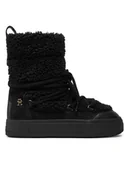 Śniegowce damskie - Tommy Hilfiger Śniegowce Lace-Up Faux Shearling Snowboot FW0FW08252 Czarny - miniaturka - grafika 1