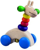 Zabawki zręcznościowe - Detoa, drewniana Żyrafa na kółkach - miniaturka - grafika 1