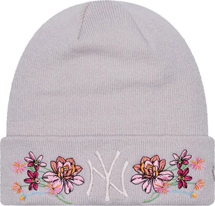 New Era Czapka zimowa damska NEW ERA NY Yankees Floral Cuff Knit Beanie beżowa - Czapki damskie - miniaturka - grafika 1