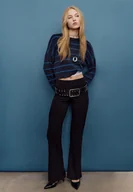 Swetry damskie - Stradivarius Sweter dzianinowy crop w paski Morski L - miniaturka - grafika 1