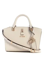 Torebki damskie - GUESS Queensland Mini Satchel, damska torba na ramię, Off White/Taupe - miniaturka - grafika 1