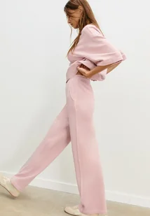 Stradivarius Spodnie jogger proste z efektem sprania Cukierkowy róż XL - Spodnie damskie - miniaturka - grafika 1