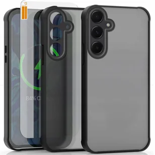 Etui do Samsung Galaxy A55 5G Czarne, Matowe, Wzmacniane, Case Szkło 9H - Etui i futerały do telefonów - miniaturka - grafika 1
