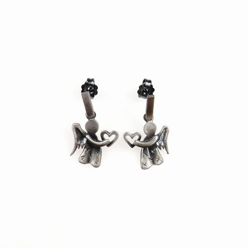 Kolczyki z aniołkami II szarymi - na komunię