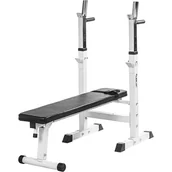 Ławki treningowe - Biała Ławeczka Na Sztangę Ławka Do Ćwiczeń Stojaki - miniaturka - grafika 1