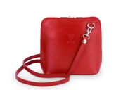 Torebki damskie - Torebka Skórzana listonoszka Vera Pelle Mini Czerwona - miniaturka - grafika 1