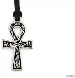 WISIOREK KRZYŻ ANKH POSREBRZANY amulety talizmany krzyże kolor czarny ankh gotyk (ar7) - Wisiorki - miniaturka - grafika 1