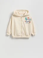 Bluzy i sweterki niemowlęce - Reserved - Rozpinana bluza z kapturem - złamana biel - miniaturka - grafika 1