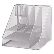 Długopisy - D.RECT Organizer na biurko, srebrny organizer na stół, wielofunkcyjny organizer na długopisy, metalowa siatka, 8 przegródek, na artykuły biurowe, do domu, biura - miniaturka - grafika 1