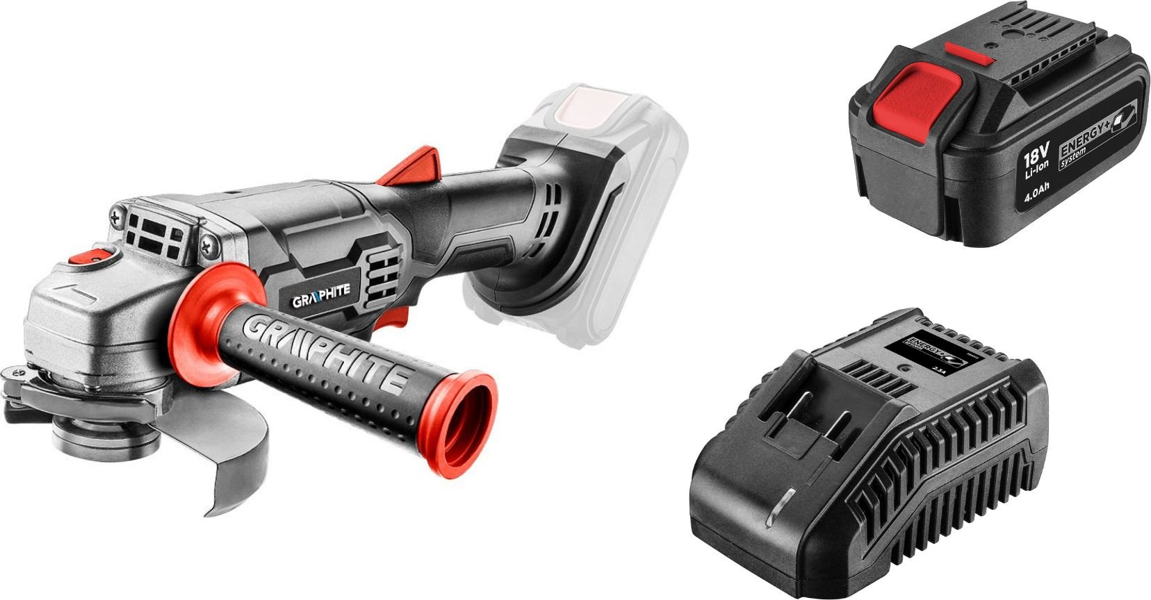 Graphite Szlifierka 58G003 / + Graphite Akumulator 4.0Ah + Ładowarka