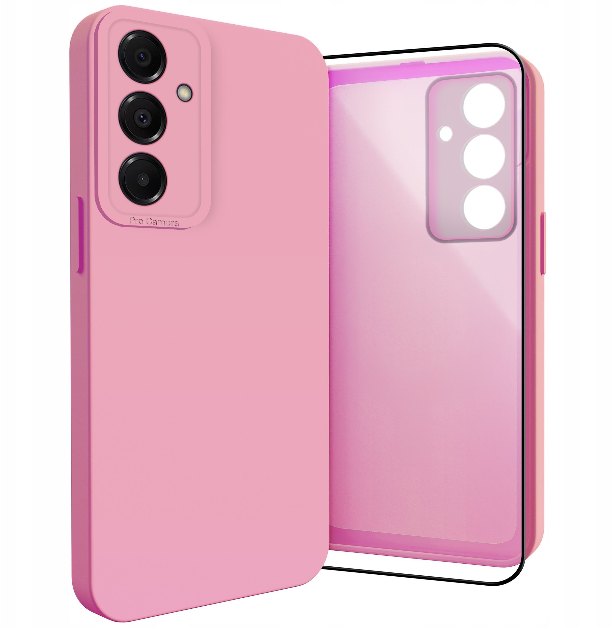 Etui do Samsung Galaxy A16 5G Osłona Kamery, Różowe, Ochronne Szkło 9H