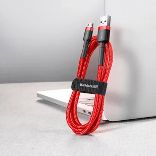 Baseus Cafule Cable wytrzymały nylonowy kabel przewód USB / micro USB QC3.0 2.4A 1M czerwony (CAMKLF-B09) - Kable USB - miniaturka - grafika 6