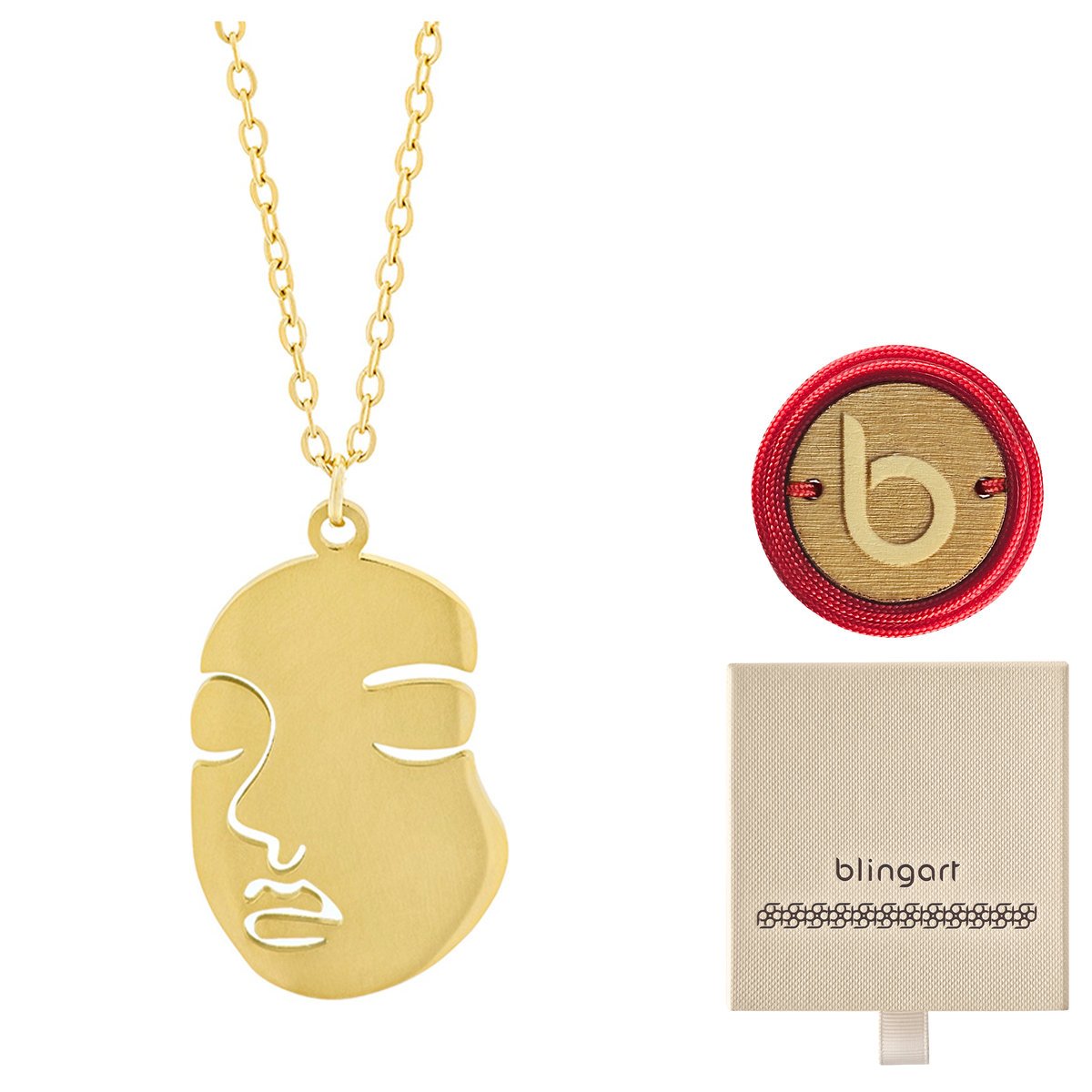Naszyjnik celebrytka pozłacany twarz stal chirurgiczna BLINGART