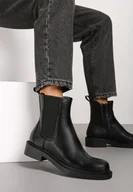 Botki damskie - Czarne Eleganckie Botki Sztyblety na Płaskiej Podeszwie Tatinia - miniaturka - grafika 1