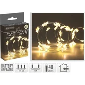 Oświetlenie świąteczne - Drut srebrny z gwiazdkami 40 LED ciepły biały 195 cm - miniaturka - grafika 1