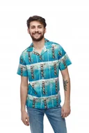 Koszule męskie - WRANGLER SS ALLOVER SHIRT BLUE W5J36HX05 L - miniaturka - grafika 1