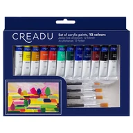 Farby i media malarskie - Zestaw farb akrylowych z pędzlami i paletką, Creadu, 17 elementów - miniaturka - grafika 1