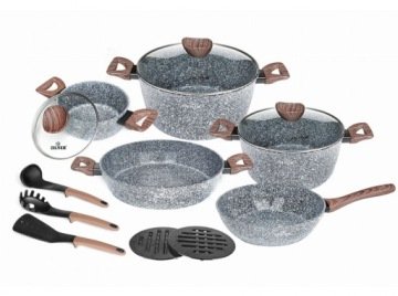 Zestaw Garnków 15-CZĘŚCIOWY Z Powłoka Marmurowo Ceramiczną ZL-8519