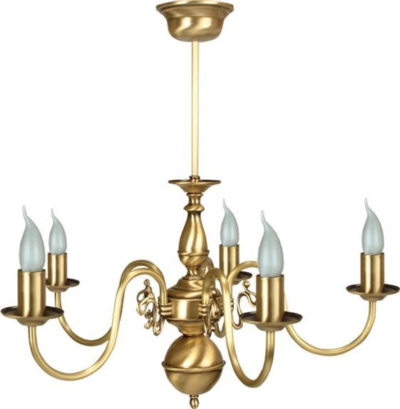 Lampa wisząca Solar Żyrandol z mosiądzu FLAMAND 5 płomienny