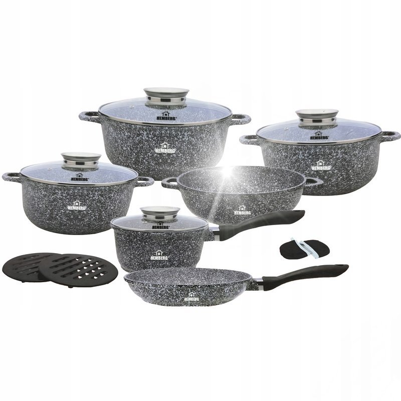 KOMPLET GARNKOW MARMURKOWYCH CERAMICZNY14 SZT SZARY