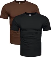 Koszulki męskie - 2-pak koszulek bawełnianych premium czarny i brązowy Recea - miniaturka - grafika 1