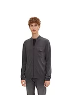 Swetry męskie - TOM TAILOR Denim Męskie Kardigan z kieszenią na piersi 1032322, 29476 - Coal Grey, L - miniaturka - grafika 1