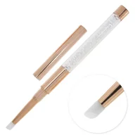 Akcesoria do paznokci - Mollylac, Pędzelek Silikonowy Do Zdobień Wcierania Pyłków I Zdobienia Paznokci Golden Rose Z Cyrkoniami Złoty No Name Nr 4 - miniaturka - grafika 1