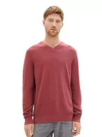 Swetry męskie - TOM TAILOR sweter męski, 32621 – Burned Bordeaux Red Melange, XL - miniaturka - grafika 1