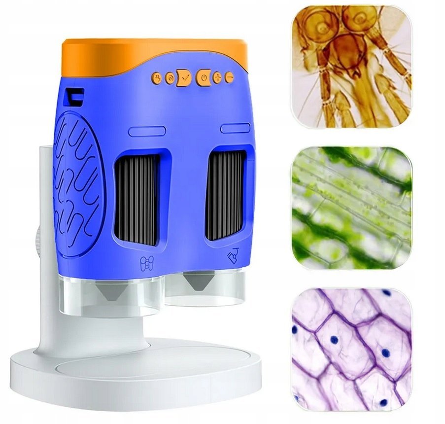 MIKROSKOP DLA DZIECI EDUKACYJNY ELEKTRONICZNY 4W1 800X X10 NIEBIESKI