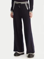 Spodnie damskie - Gaudi Spodnie dzianinowe 521BD23001 Granatowy Wide Leg - miniaturka - grafika 1