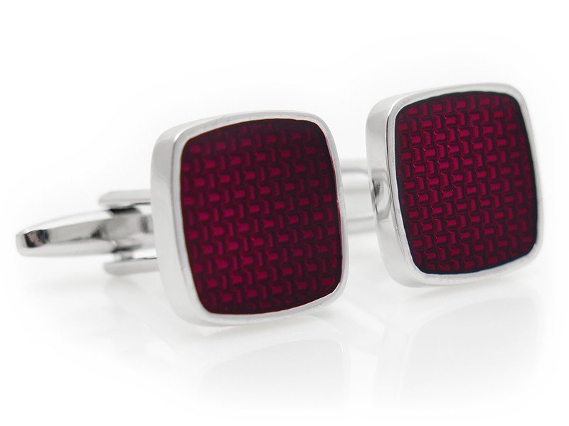 Bordowo-srebrne spinki do mankietów A297