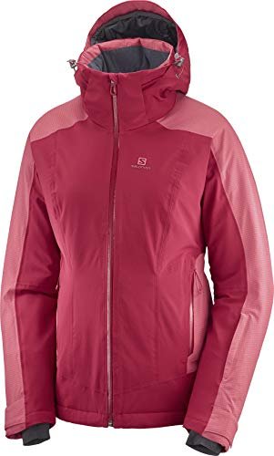 Salomon Damska kurtka narciarska z kapturem, Brilliant JKT W, mieszanka syntetyczna Rio Red/Garnet Rose XL