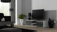 Szafki RTV - Cama MEBLE MEBLE Szafka RTV SOHO 140 biały/ szary połysk - miniaturka - grafika 1