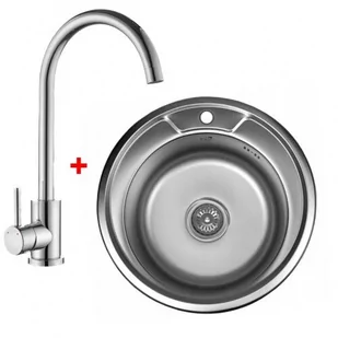 STELLMAN Zlewozmywak stalowy 510S6/160 Satyna + bateria chrom - Zlewozmywaki z baterią - miniaturka - grafika 1