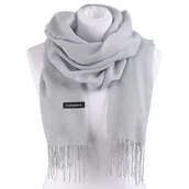 Apaszki i szaliki damskie - Jednokolorowy Szalik damski duży Cashmere frędzle SZA-04 kolor szary - miniaturka - grafika 1