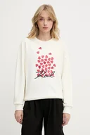 Bluzy damskie - Karl Lagerfeld bluza bawełniana damska kolor beżowy z nadrukiem A3W20006 - miniaturka - grafika 1