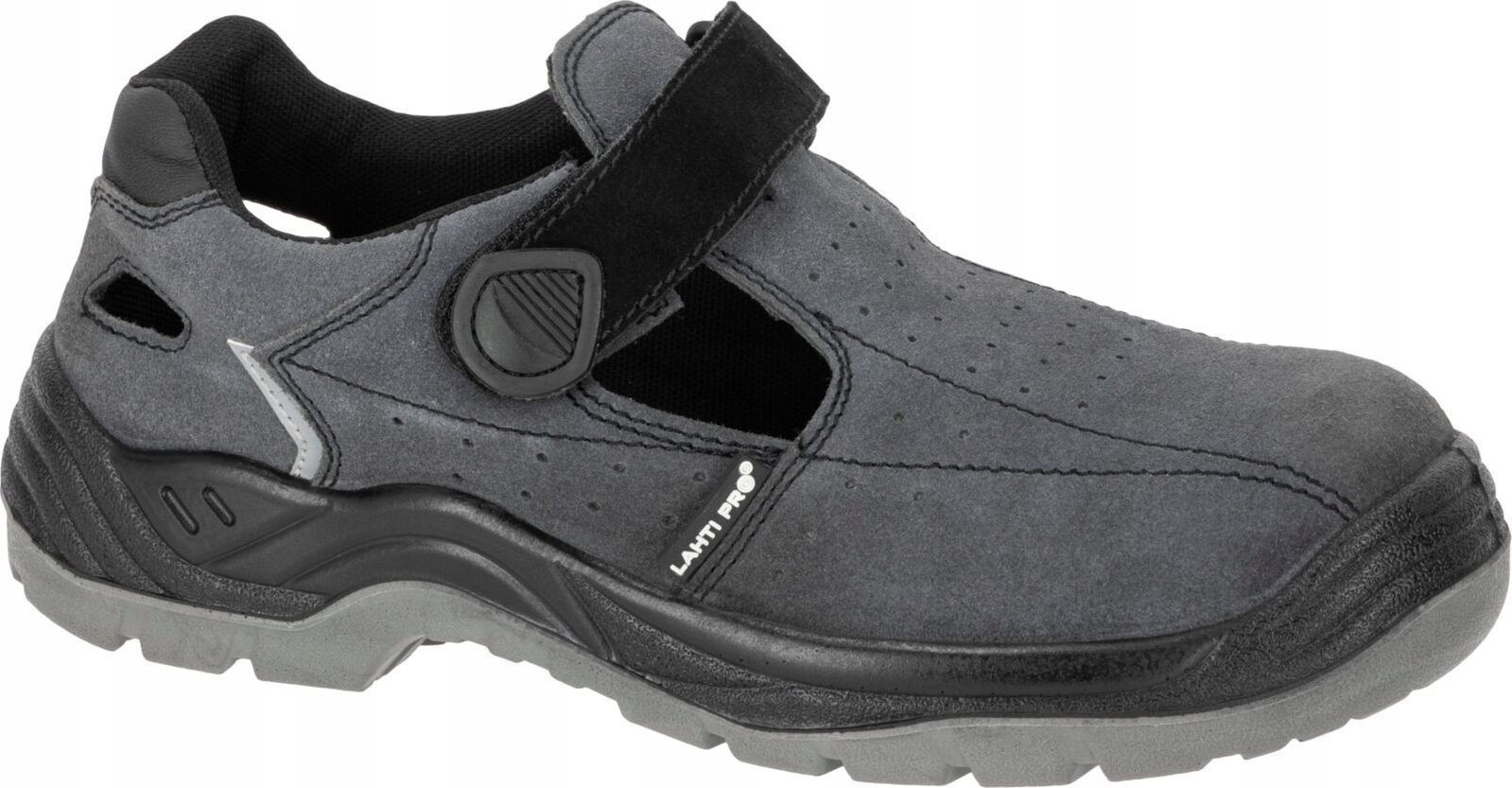 SANDAŁY ZAMSZOWE SZARO-CZARNE, S1 FO SR,