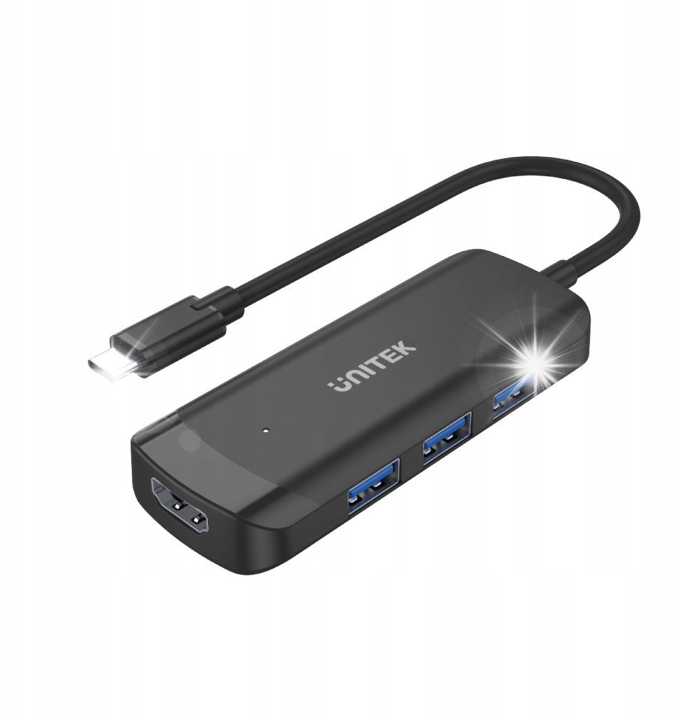 HUB USB Unitek aktywny hub USB-C na 3x USB-A 3.1 5Gbps, HDMI 4K 30Hz HDCP 2.2/1.4