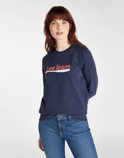 Lee Crew Sweatshirt Damska Bluza Klasyczna Logo Nadruk Dark Navy L53Kbrnm-S - Bluzy damskie - miniaturka - grafika 1