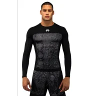 Kimona, stroje i obuwie - Venum Rashguard Długi Rękaw Long Sleeve G-Fit Scales Black/Grey - miniaturka - grafika 1